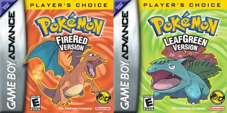 Las cajas americanas de FireRed y LeafGreen para Game Boy Advance, con Charizard en la roja y Venusaur en la verde